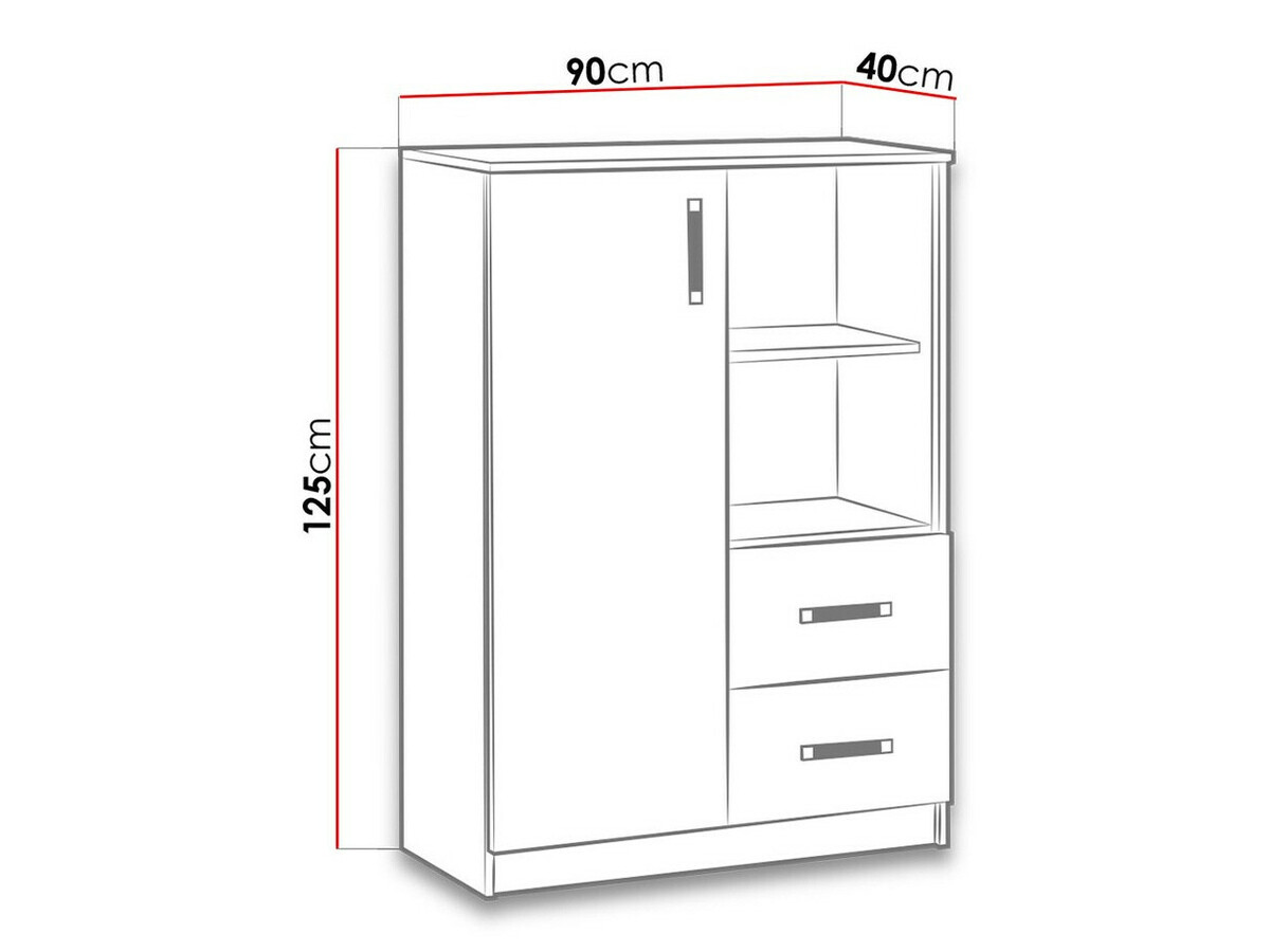 Komoda Lorlare 105 (Bijela + Siva)