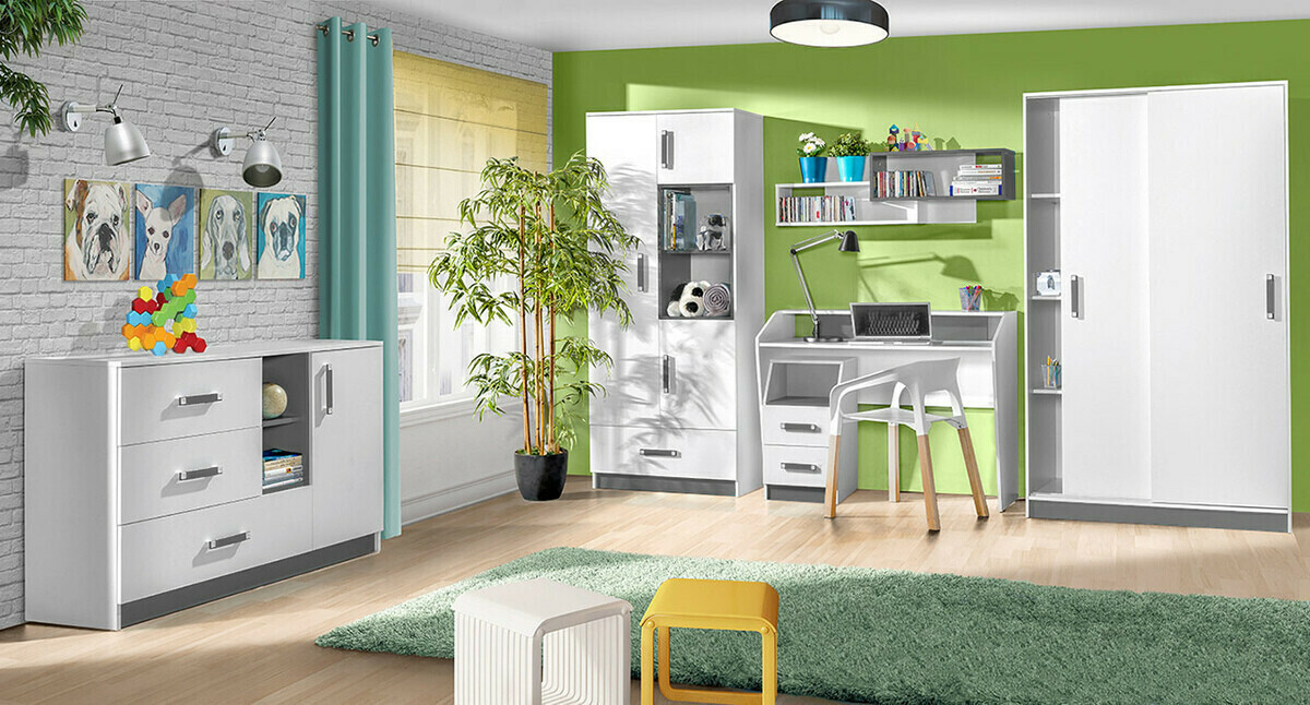 Komoda Lorlare 107 (Bijela + Siva)