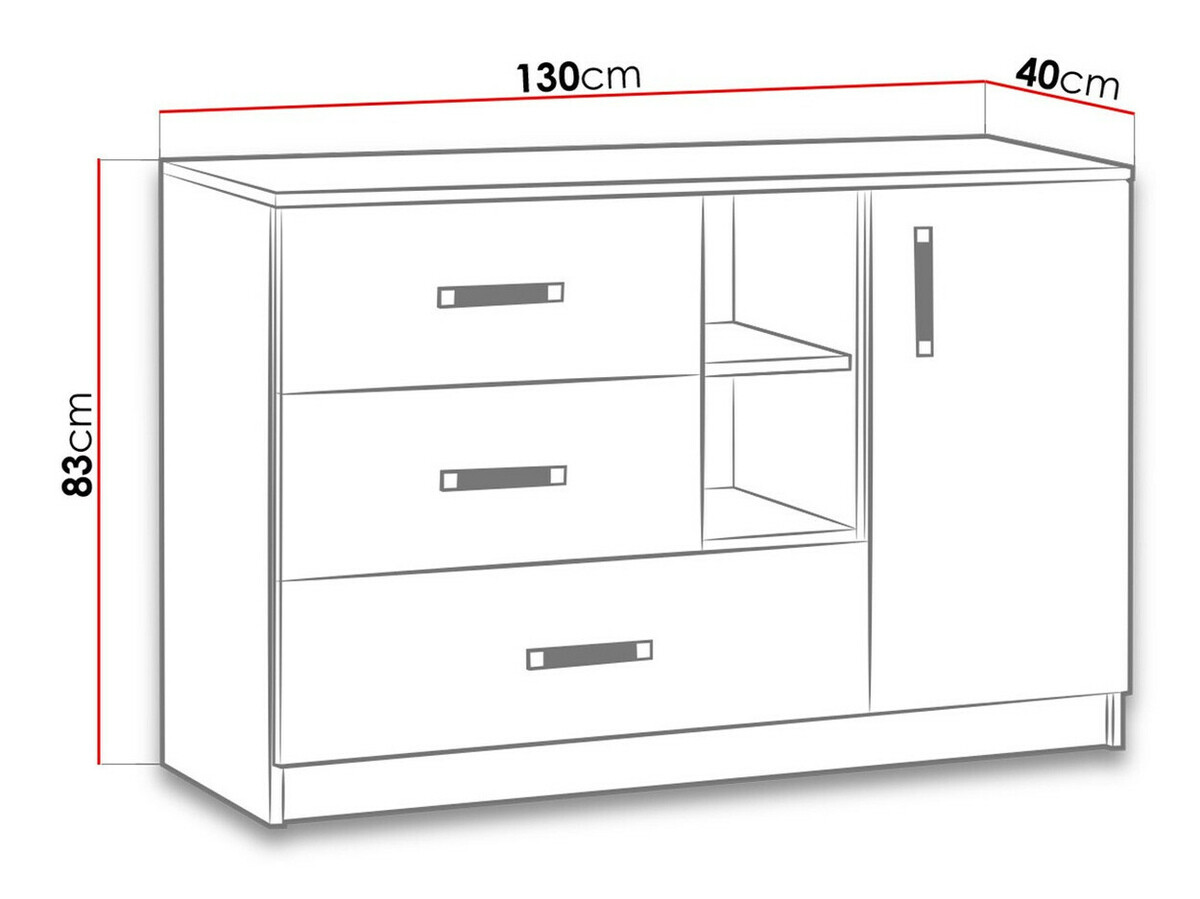 Komoda Lorlare 107 (Bijela + Siva)