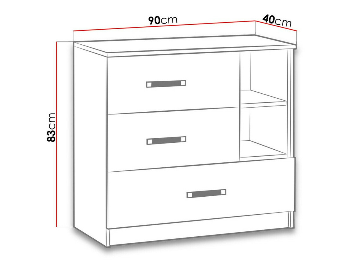 Komoda Lorlare 108 (Bijela + Ružičasta)
