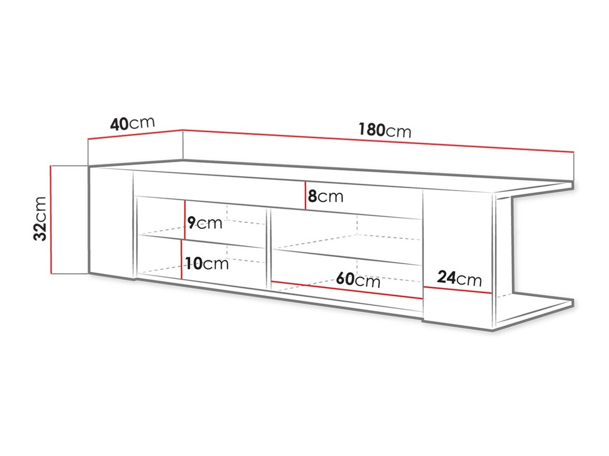 TV stol Nashville 112 (Crna + Sjajno crna)