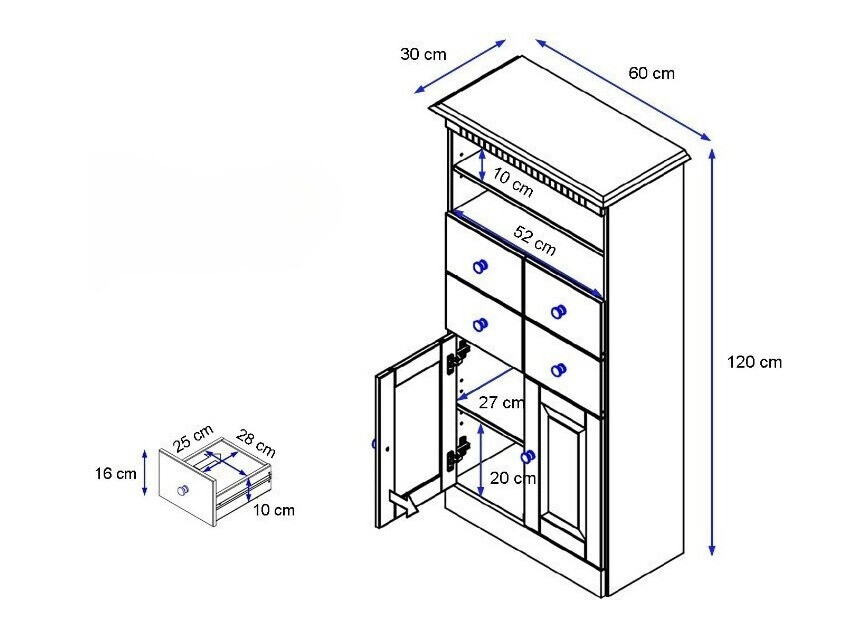 Samostojeći kupaonski ormarić Deletri 105 (Bijela + Havana Hrast)
