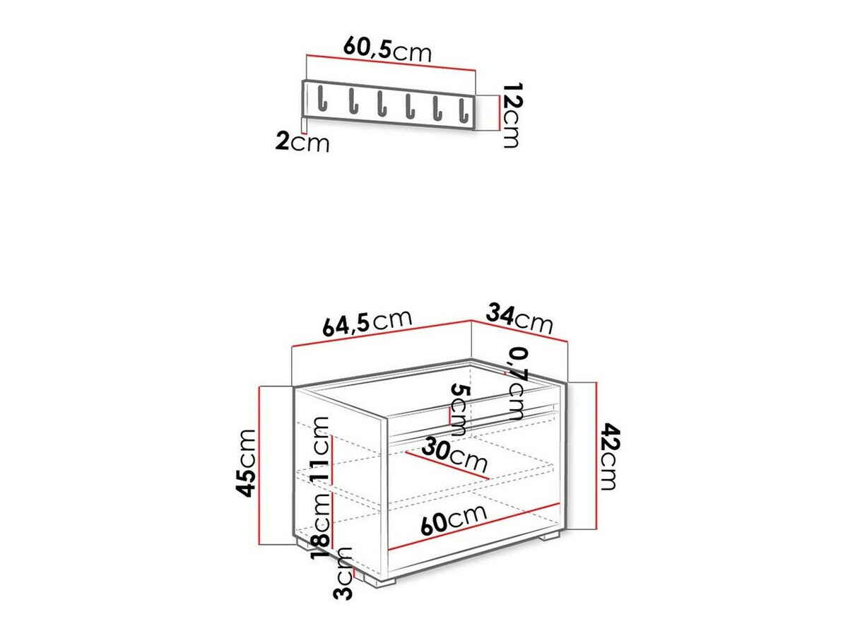 Set za hodnik Comfivo Pinus IX (Bijela + Manila 18)