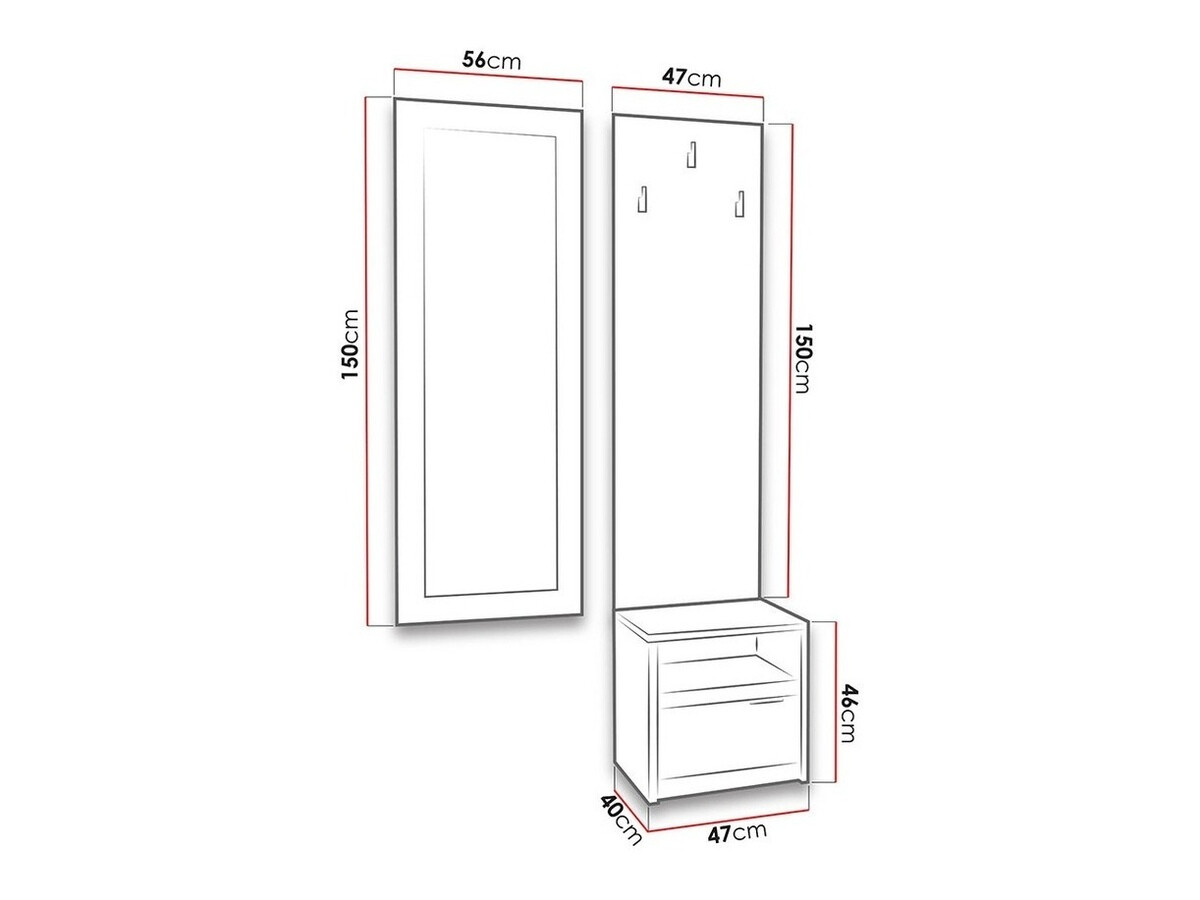 Set za hodnik Fivelbo 118 (Hrast Monastery + Sjajno crna)