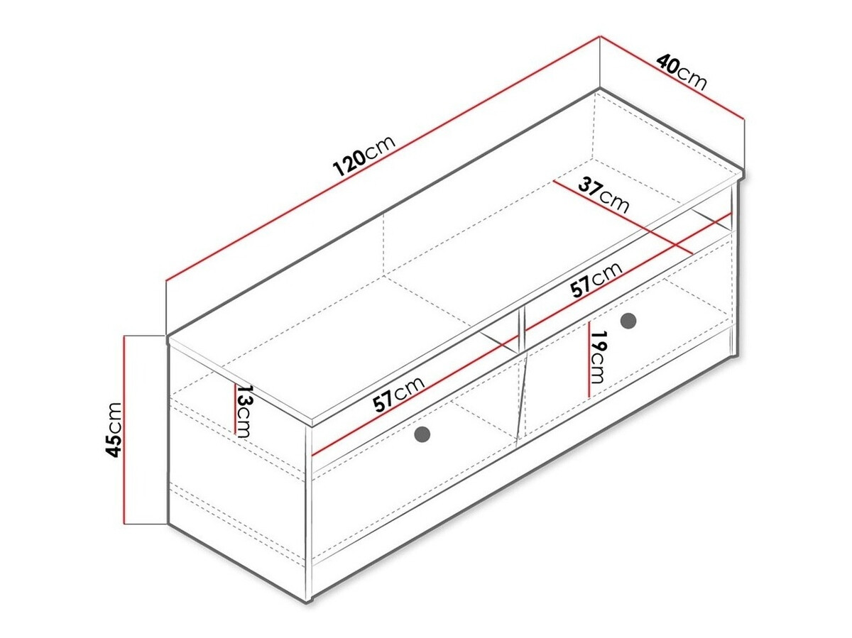 TV stol Almira 107 (Artisan hrast + Bijela + Siva)