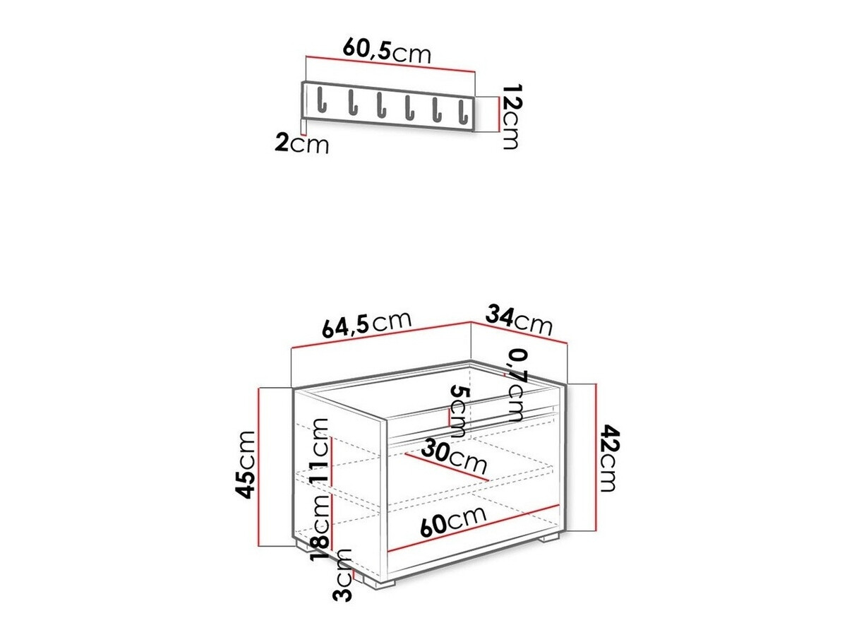 Set za hodnik Comfivo Pinus V (Bijela + Polo 894)