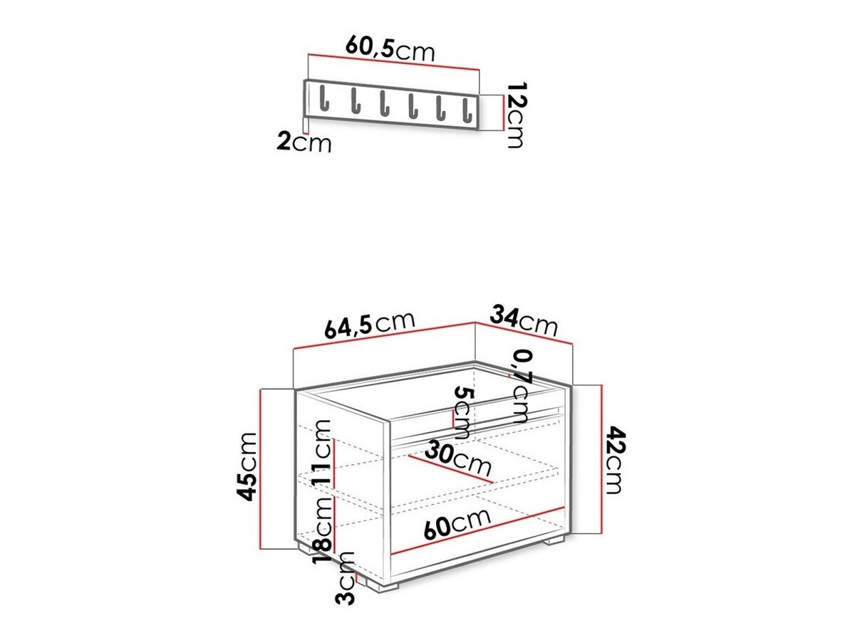 Set za hodnik Comfivo Pinus VII (Bijela + Manila 18)