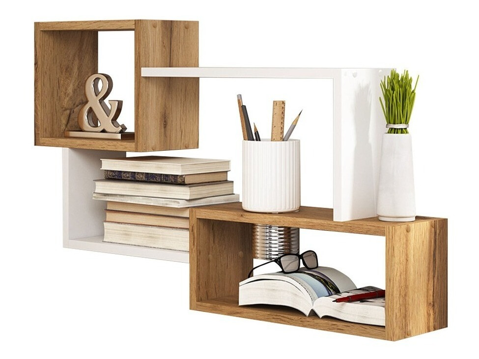 Zidna polica Sarasota 106 (Wotan hrast + Bijela)