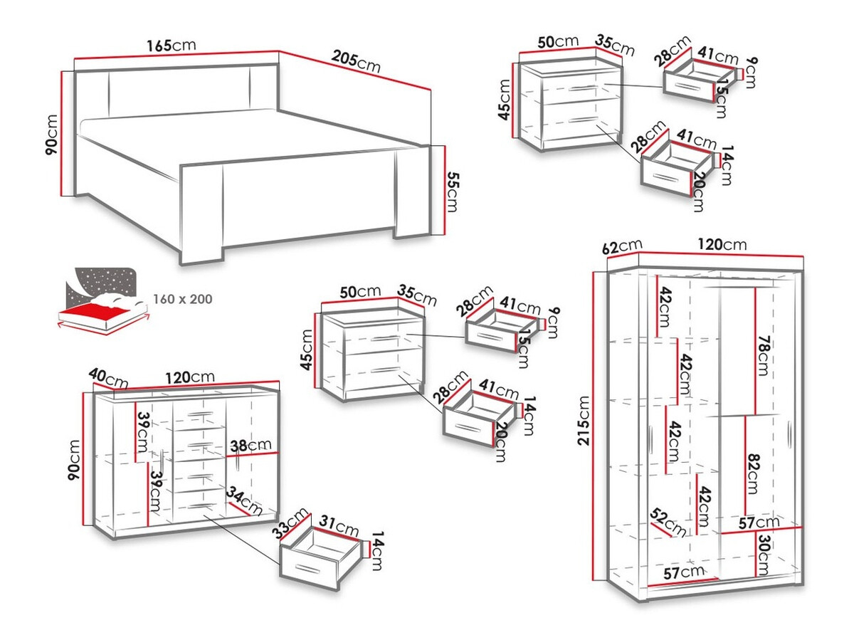 Set za spavaću sobu Catromi 112 (Hrast Artisan)