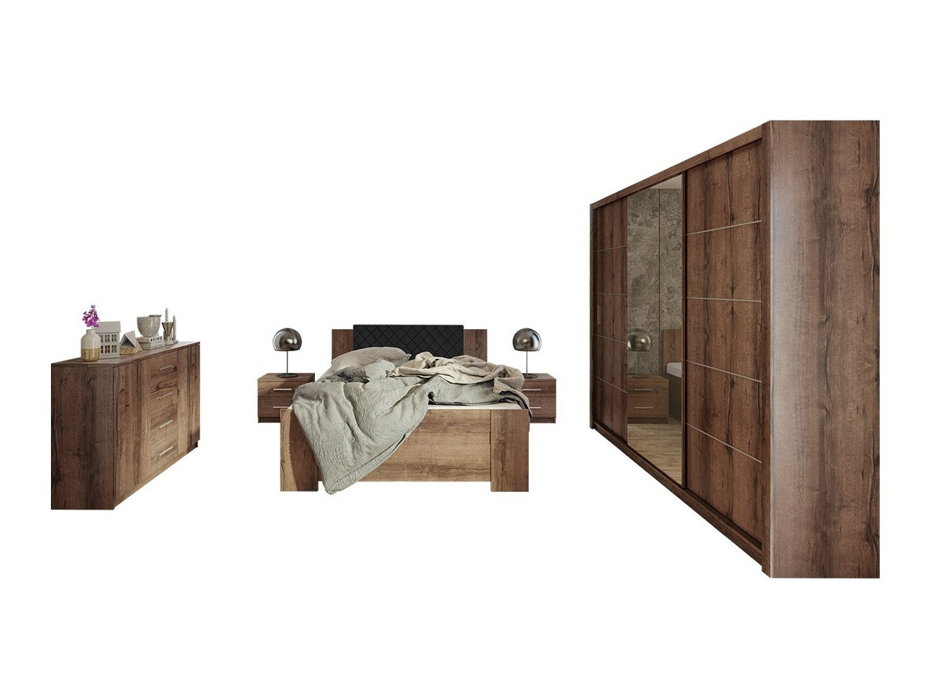 Set za spavaću sobu Catromi 116 (Hrast Monastery + Soft Pik 011)