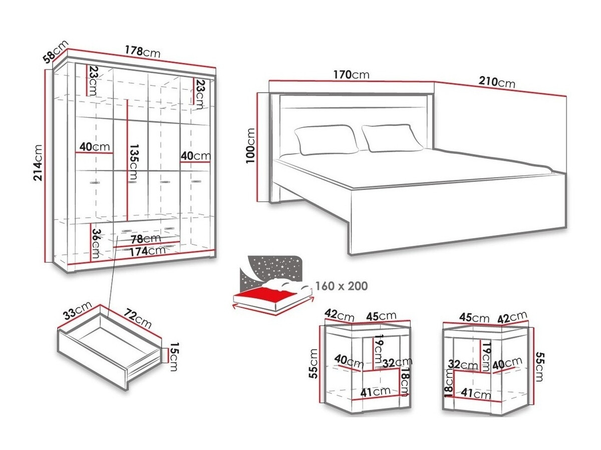 Set za spavaću sobu Serfeno 120 (Bijela Craft)