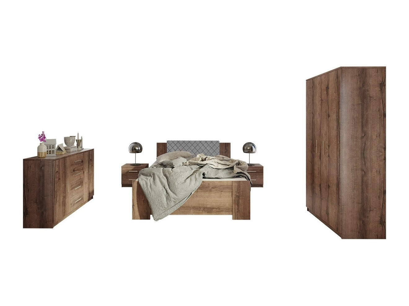 Set za spavaću sobu Catromi 122 (Hrast Monastery + Soft Pik 029)