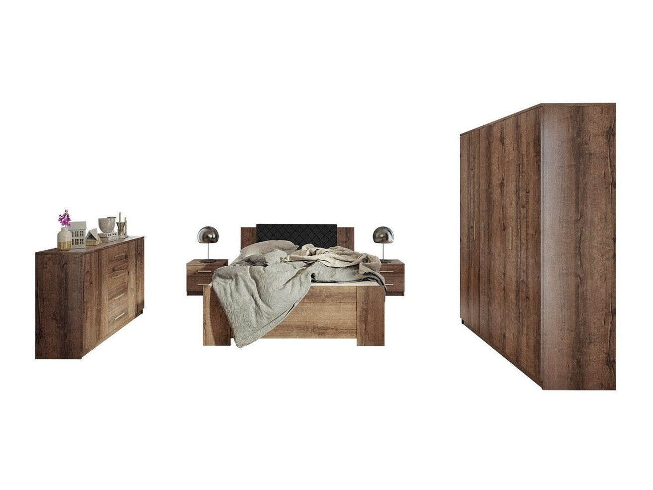 Set za spavaću sobu Catromi 123 (Hrast Monastery + Soft Pik 011)