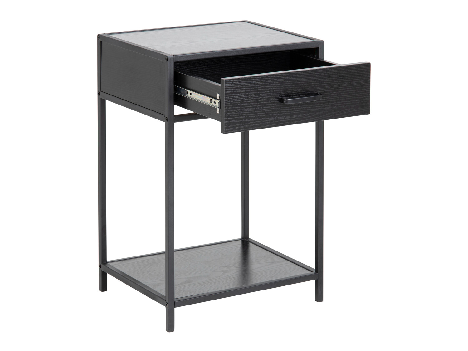 Noćni ormarić Norsica Sevferi 128 (Crni jasen + Crna)