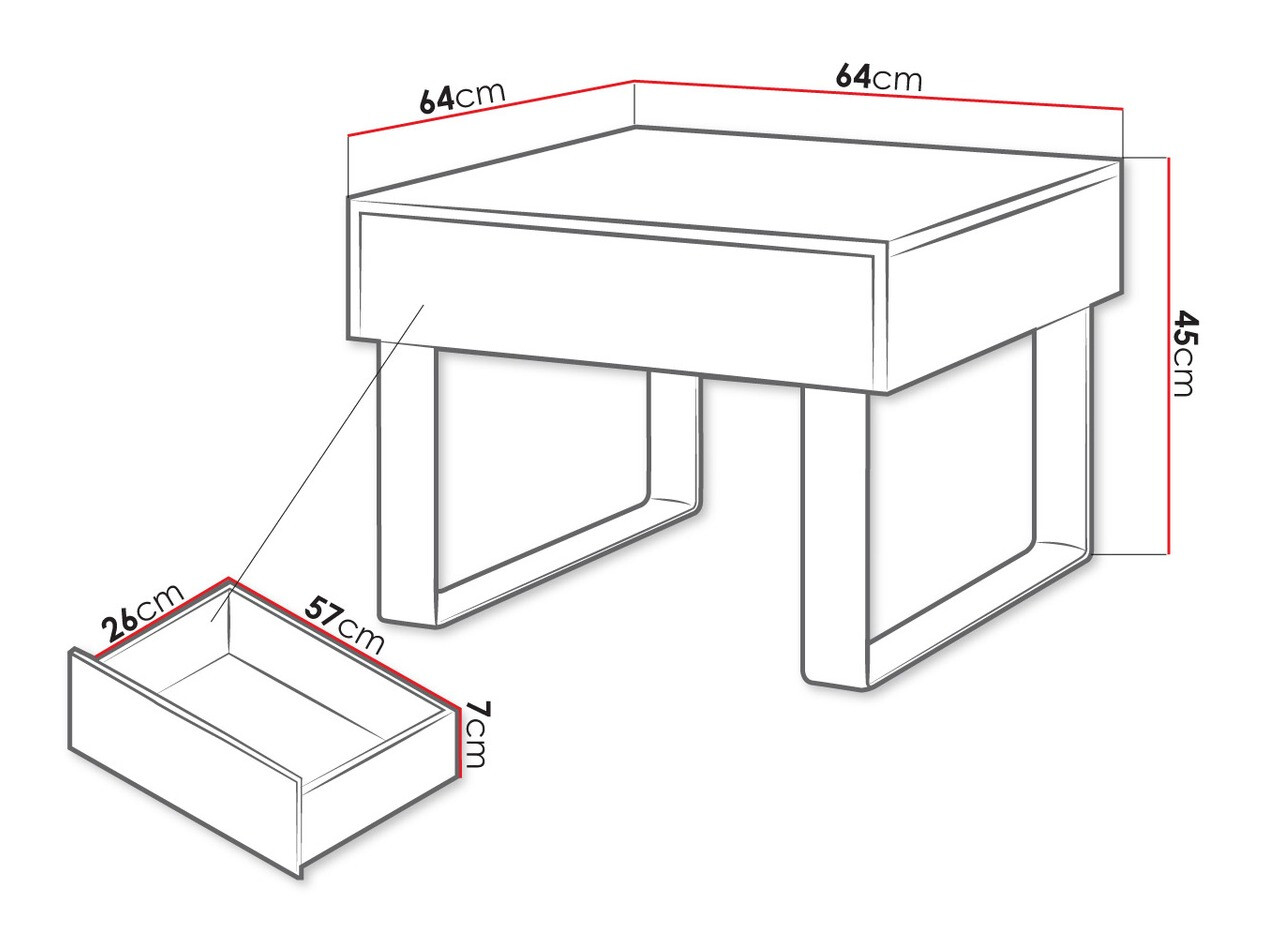 Pomoćni stolić Tivdalu 137 (Crna + Sjajno crna)