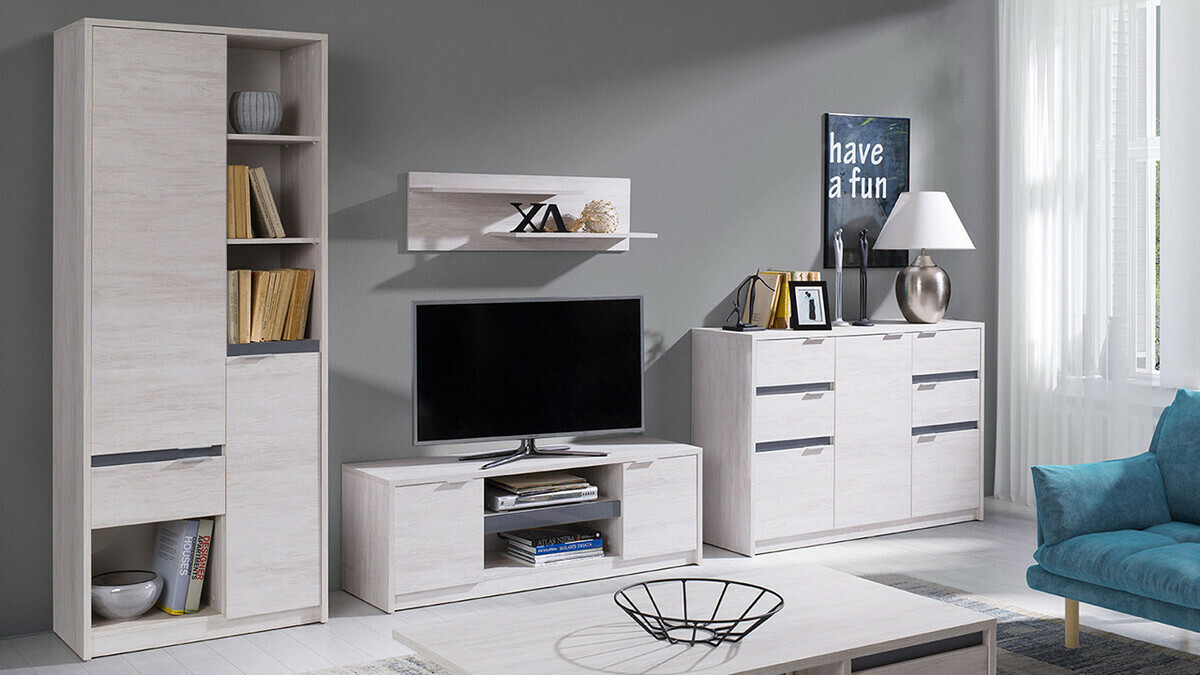 Polica Fivelbo 107 (Hrast Monastery + Sjajno crna)