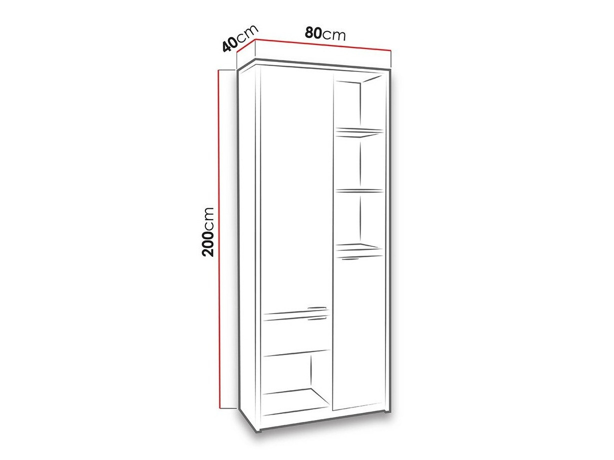 Polica Fivelbo 107 (Monastery hrast + Sjajno crna)