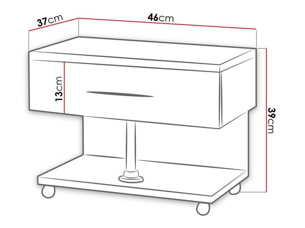 Noćni ormarić Campus (Bijela + Sjajno bijela)