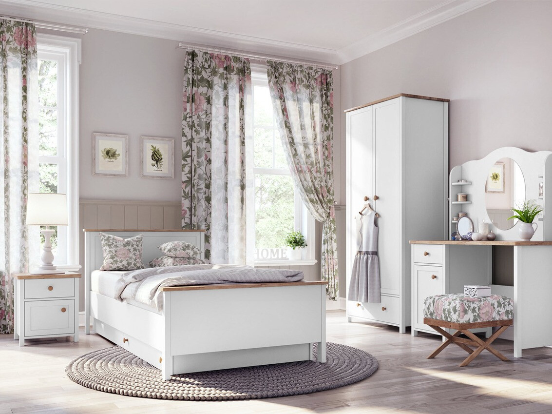 Noćni ormarić Romelbo 138 (Bijela + Hrast)