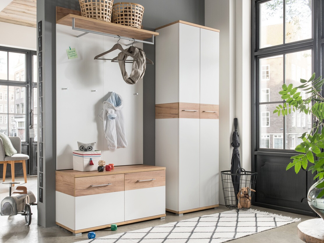 Ormarić za cipele Nuveno 102 (Bijela + Navarra hrast)