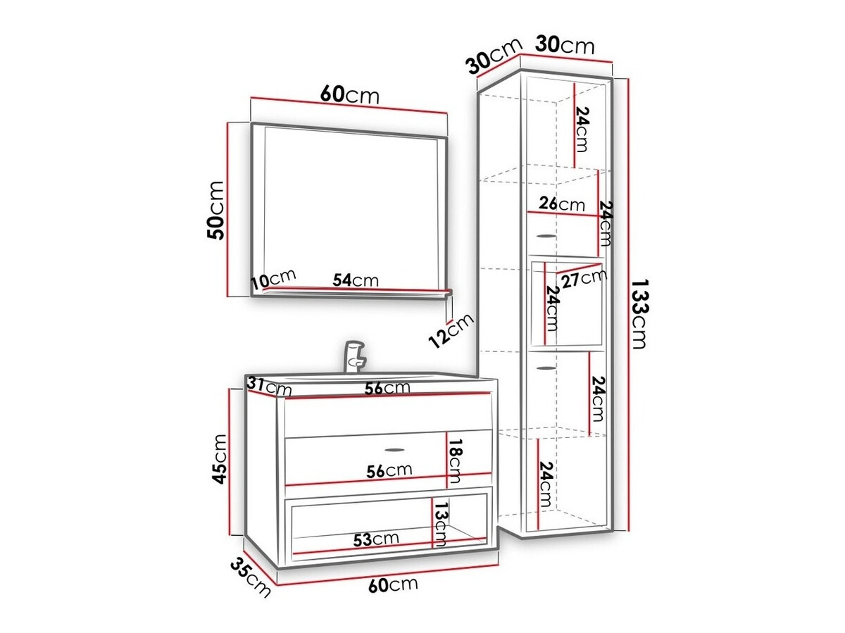 Kupaonski namještaj Baltesi 100 (Bijela + Artisan hrast)