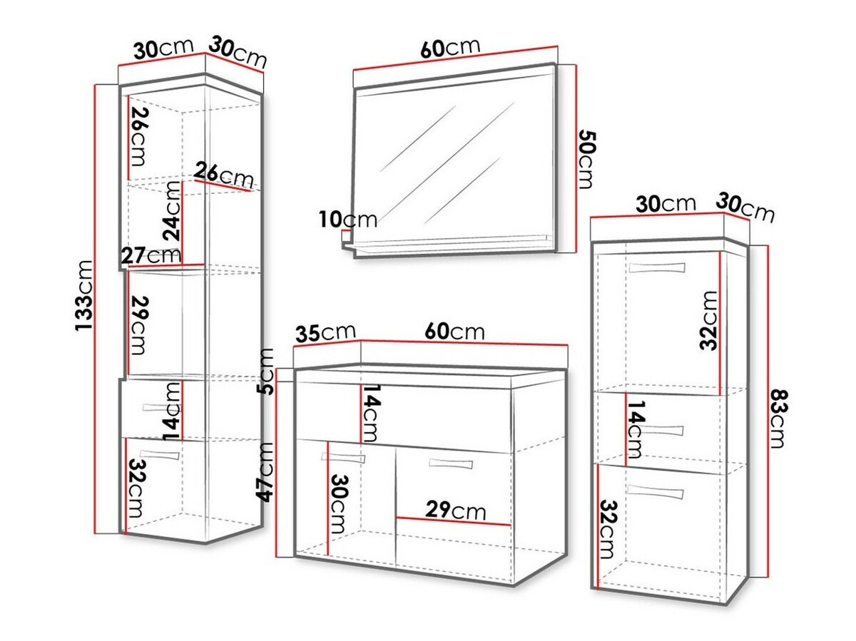 Kupaonski namještaj Sarasota 109 (Hrast Wotan + Sjajno bijela)