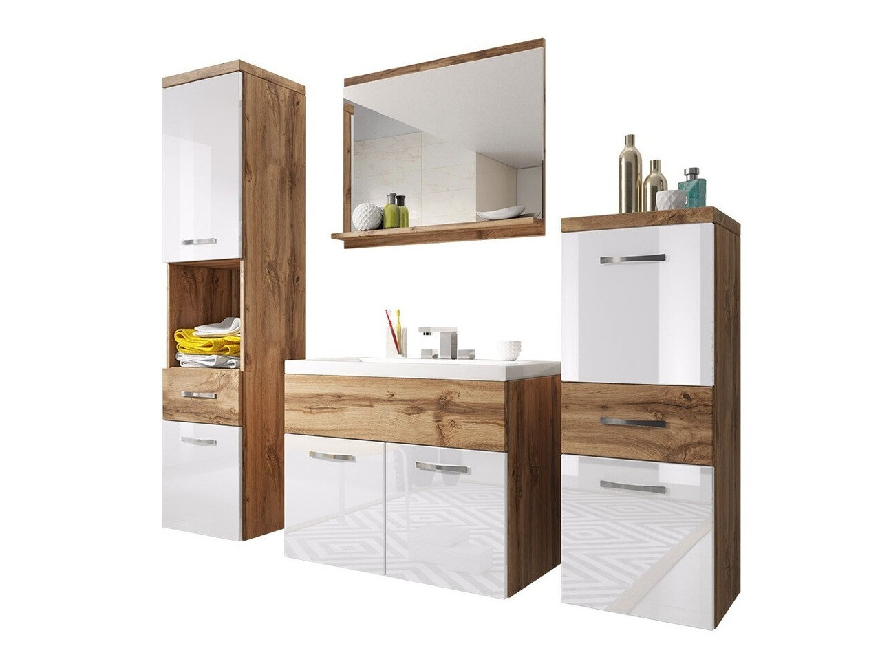 Kupaonski namještaj Sarasota 109 (Wotan hrast + Sjajno bijela)