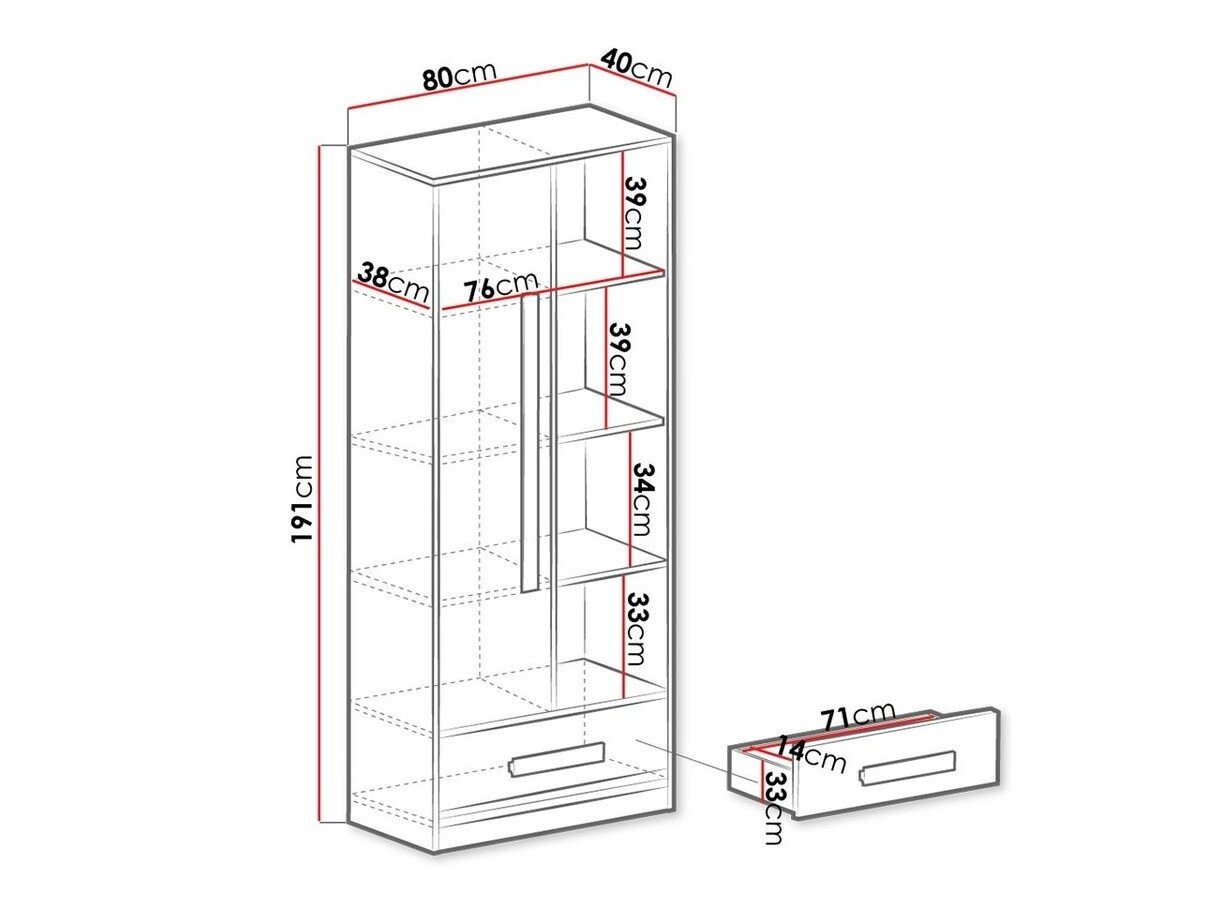 Polica Merevari 104 (Bijela + Sjaj Tirkiz)