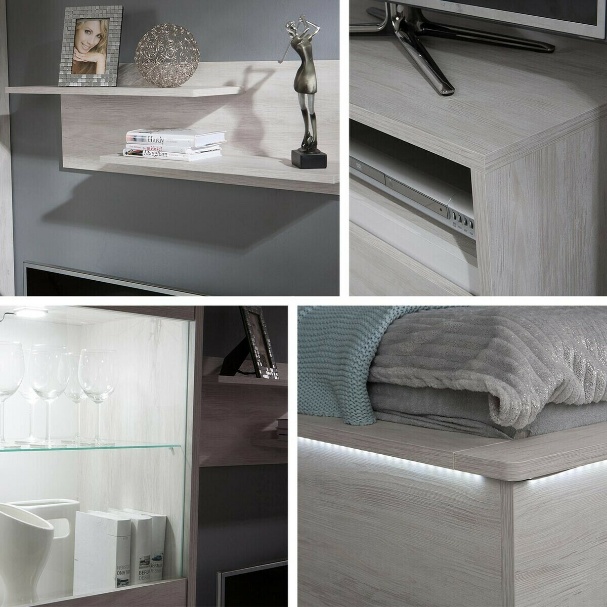 Set za kućni ured Fivelbo 116 (Hrast Monastery + Sjajno crna)