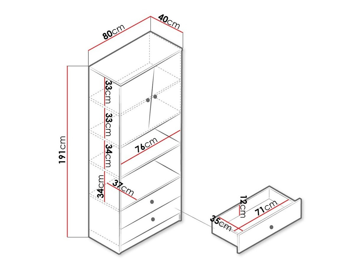 Polica Almira 103 (Artisan hrast + Bijela)