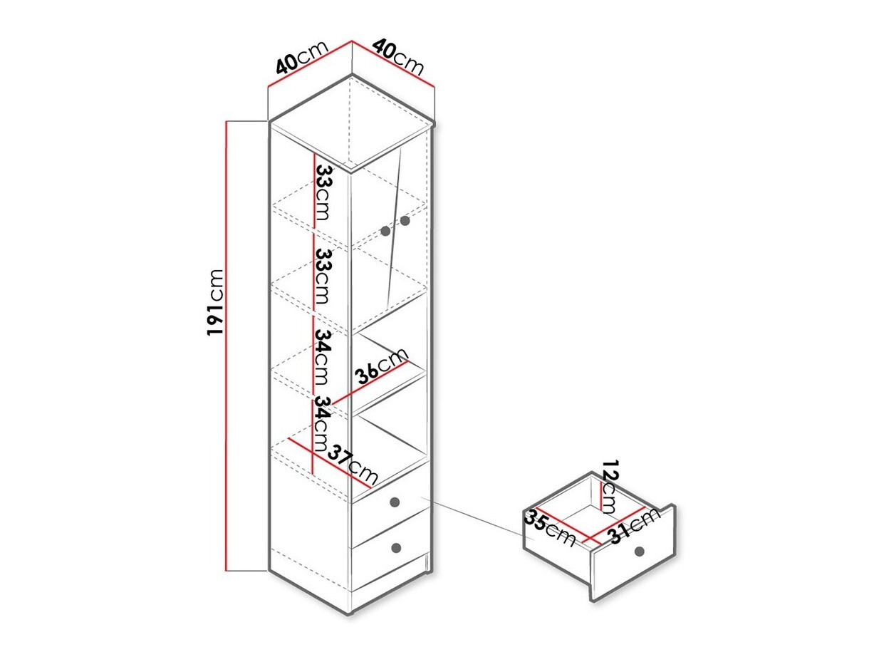 Polica Almira 104 (Artisan hrast + Bijela + Siva)