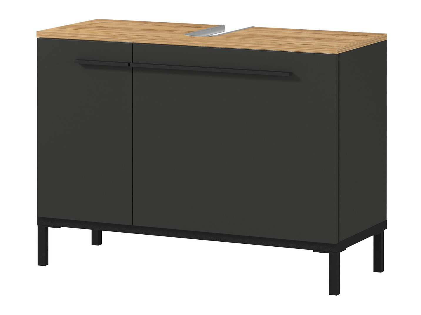 Samostojeći kupaonski ormarić za umivaonik Ruvlevu 100 (Grafit + Navarra hrast)