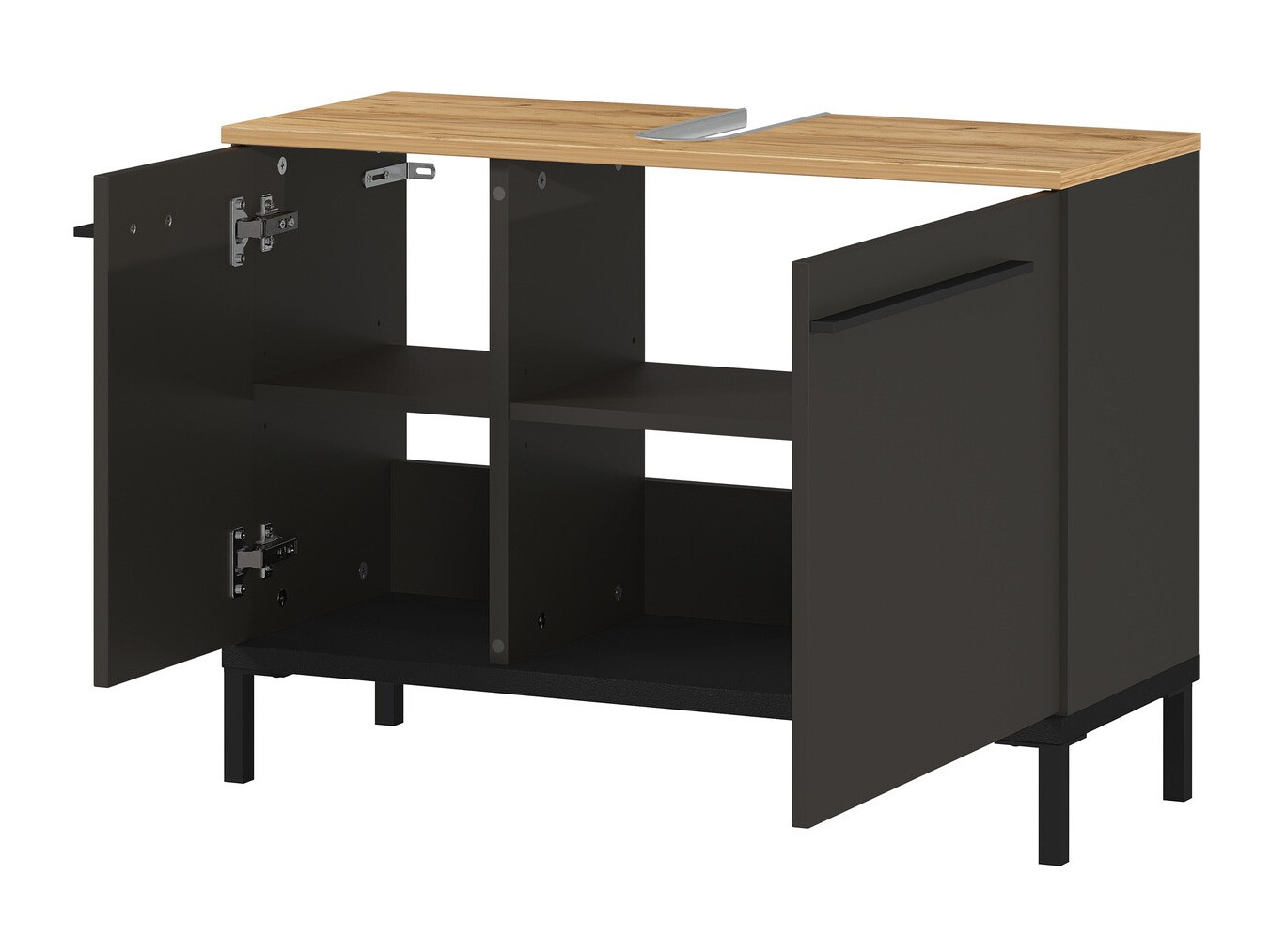 Samostojeći kupaonski ormarić za umivaonik Ruvlevu 100 (Grafit + Navarra hrast)