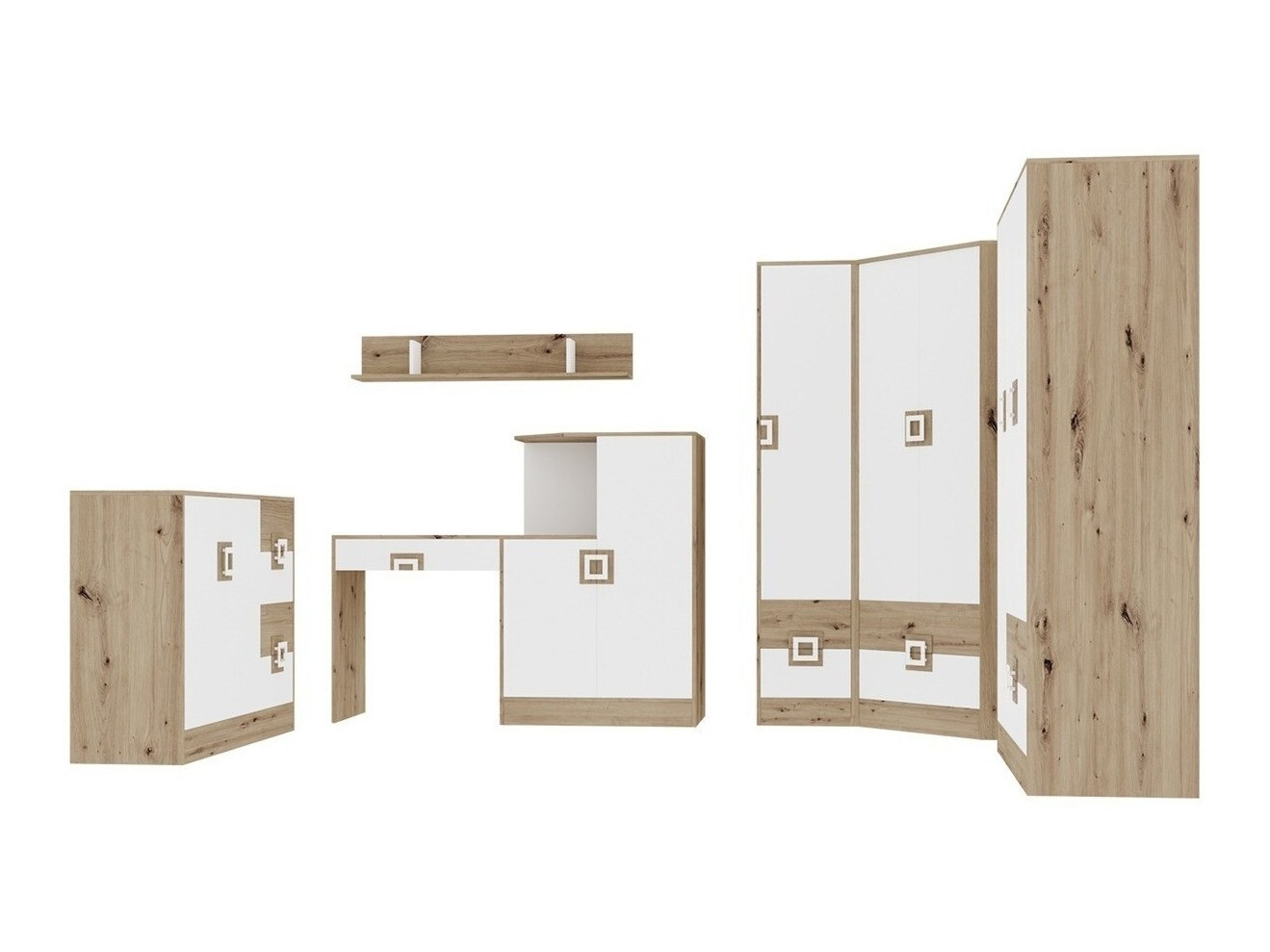 Set namještaja Tolfere 106 (Lagani hrast + Bijela)