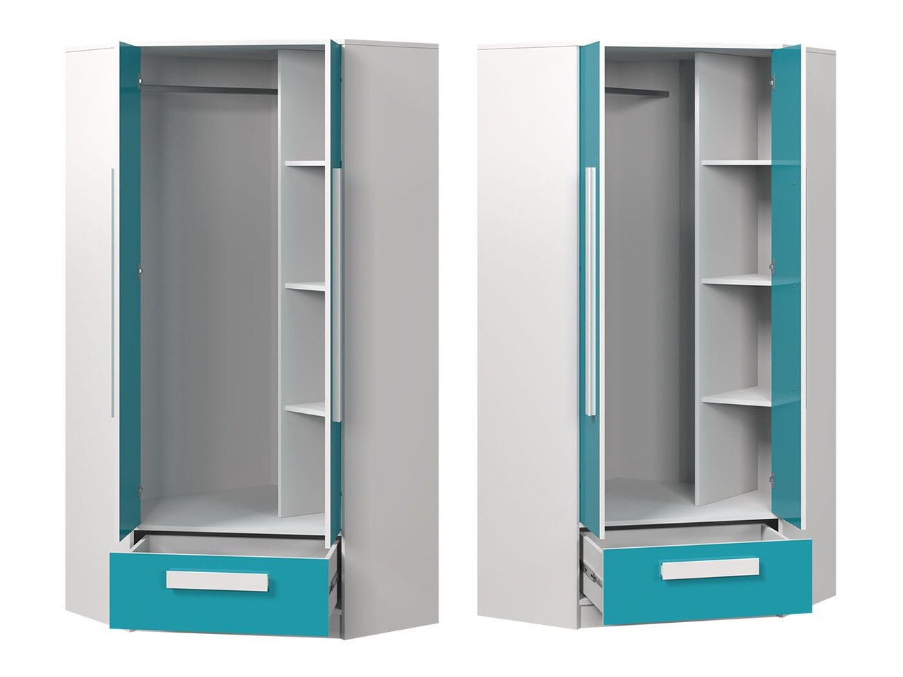 Set za dječju sobu Merevari 107 (Bijela + Sjajno bijela + Siva)