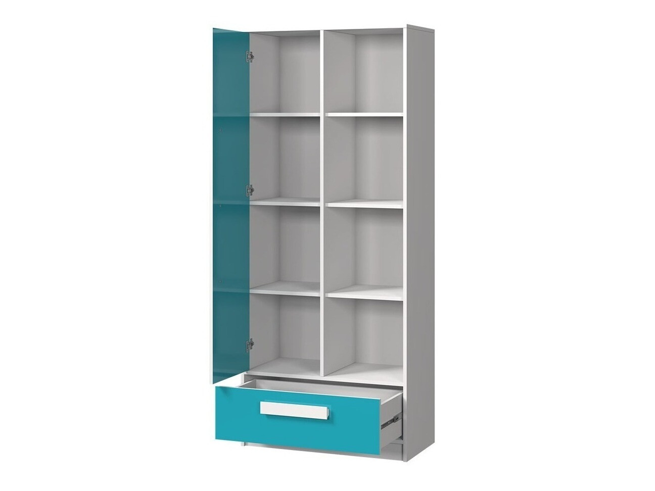 Set za dječju sobu Merevari 107 (Bijela + Sjajno bijela + Siva)