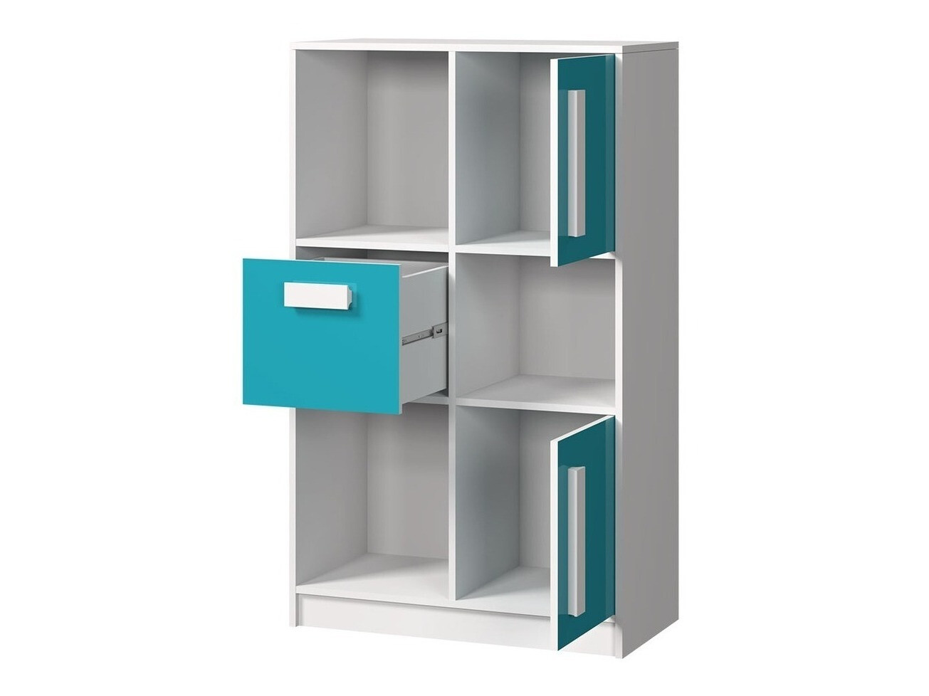 Set za dječju sobu Merevari 107 (Bijela + Sjajno bijela + Siva)