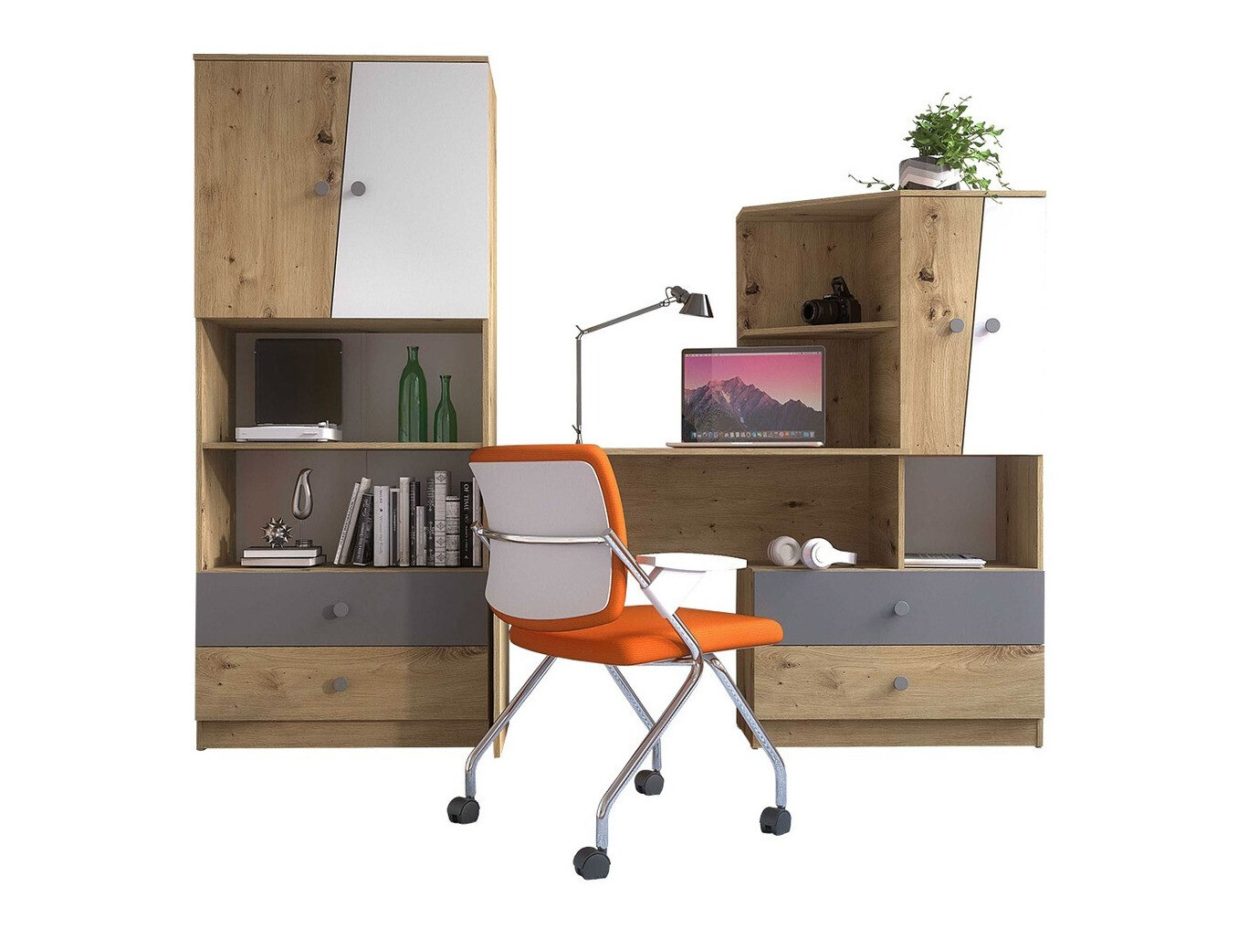 Set namještaja Almira 115 (Artisan hrast + Bijela + Siva)