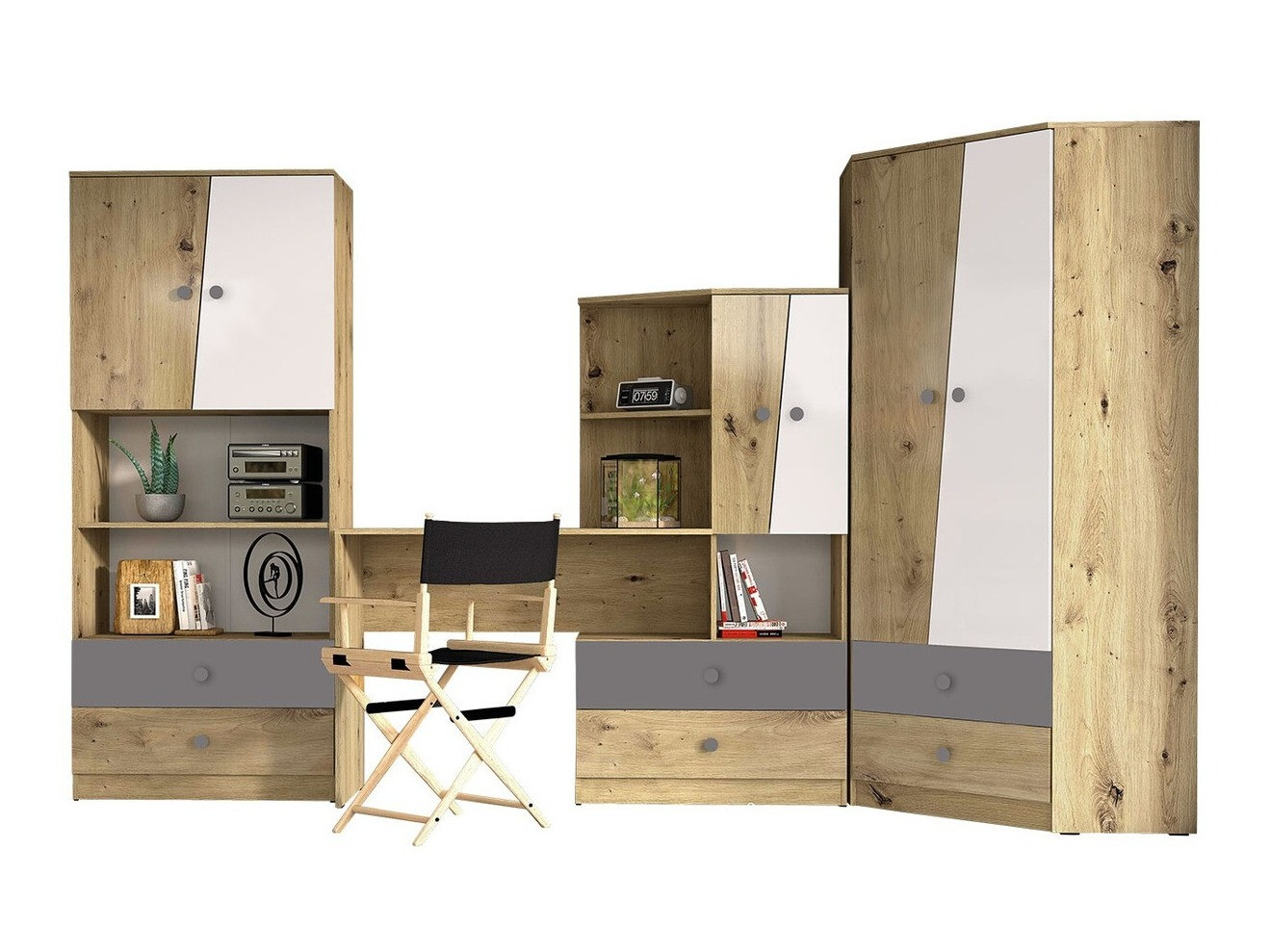 Set namještaja Almira 116 (Hrast Artisan + Bijela + Siva)