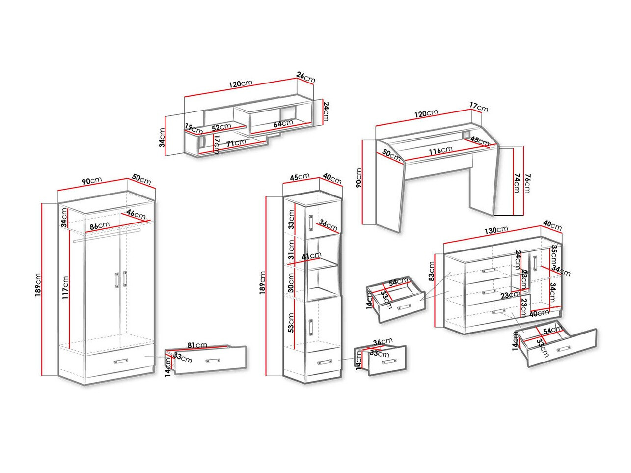 Set za dječju sobu Sorviru 107 (Bijela + Tirkiz)