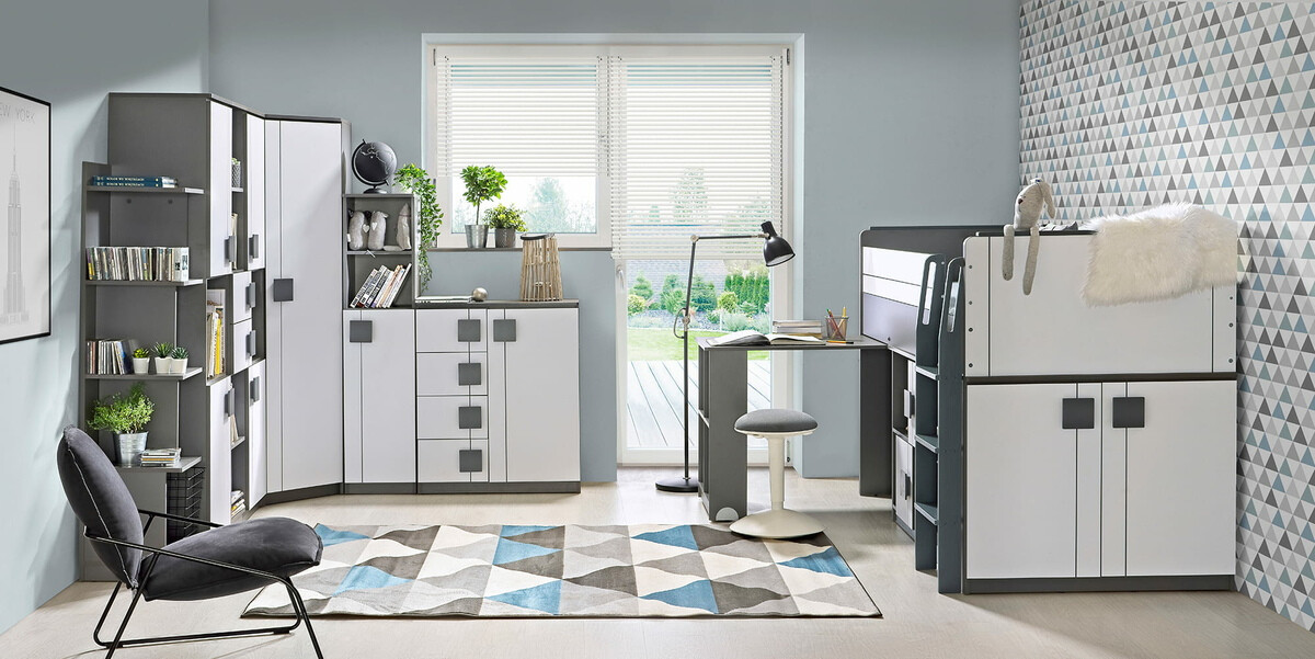 Komoda Elmenou 102 (Bijela + Antracit)