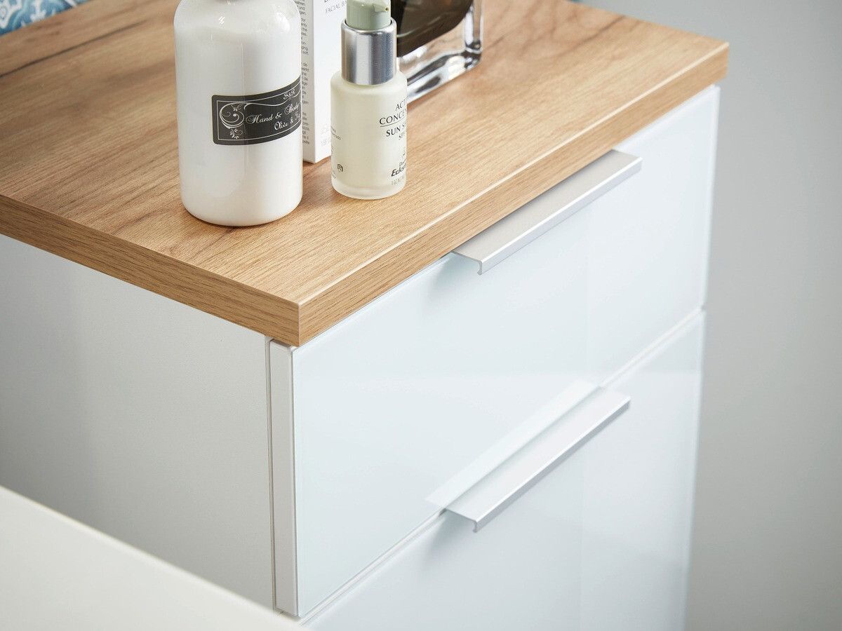 Samostojeći kupaonski ormarić Levciro 103 (Bijela + Navarra hrast)