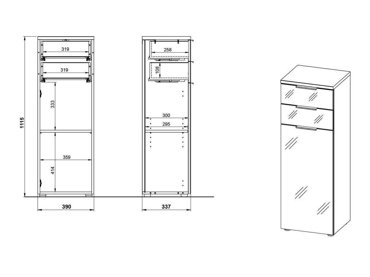 Samostojeći kupaonski ormarić Levciro 103 (Bijela + Navarra hrast)