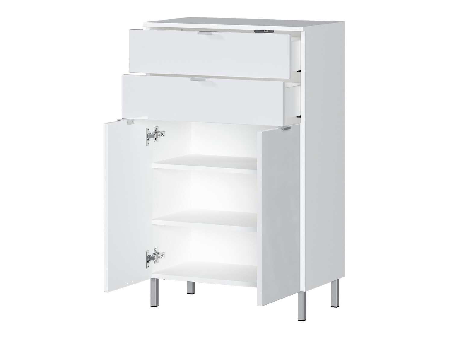 Samostojeći kupaonski ormarić Lomcamo 102 (Bijela + Sjajno bijela)