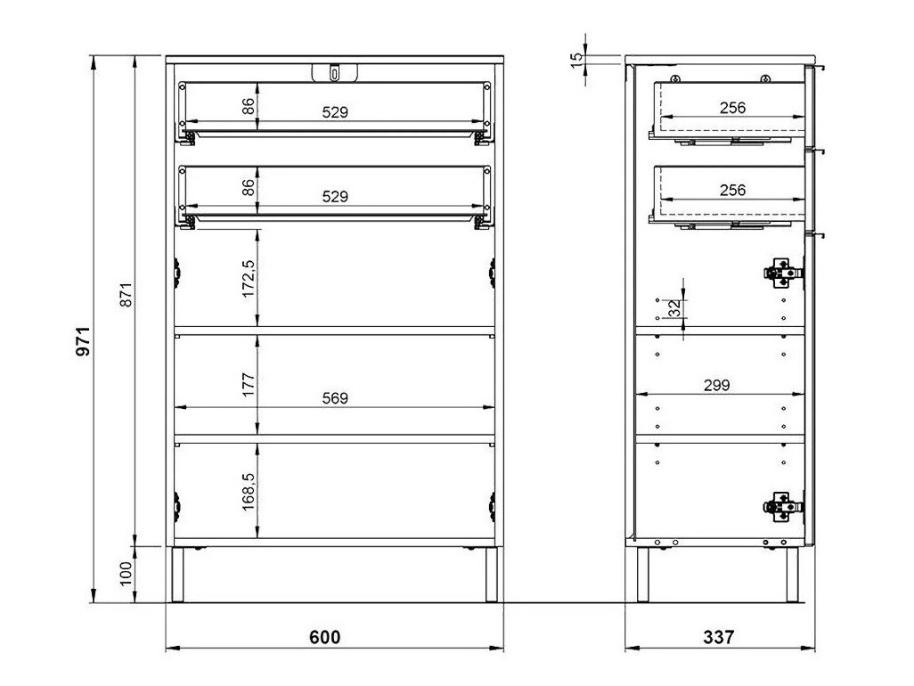Samostojeći kupaonski ormarić Lomcamo 102 (Bijela + Sjajno bijela)