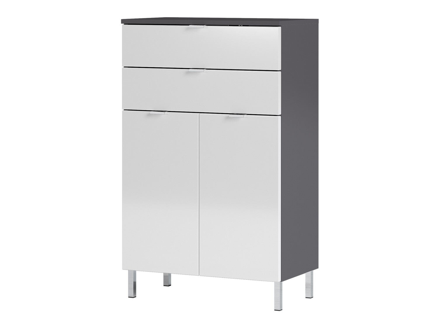 Samostojeći kupaonski ormarić Lomcamo 102 (Sjajno bijela + Grafit)