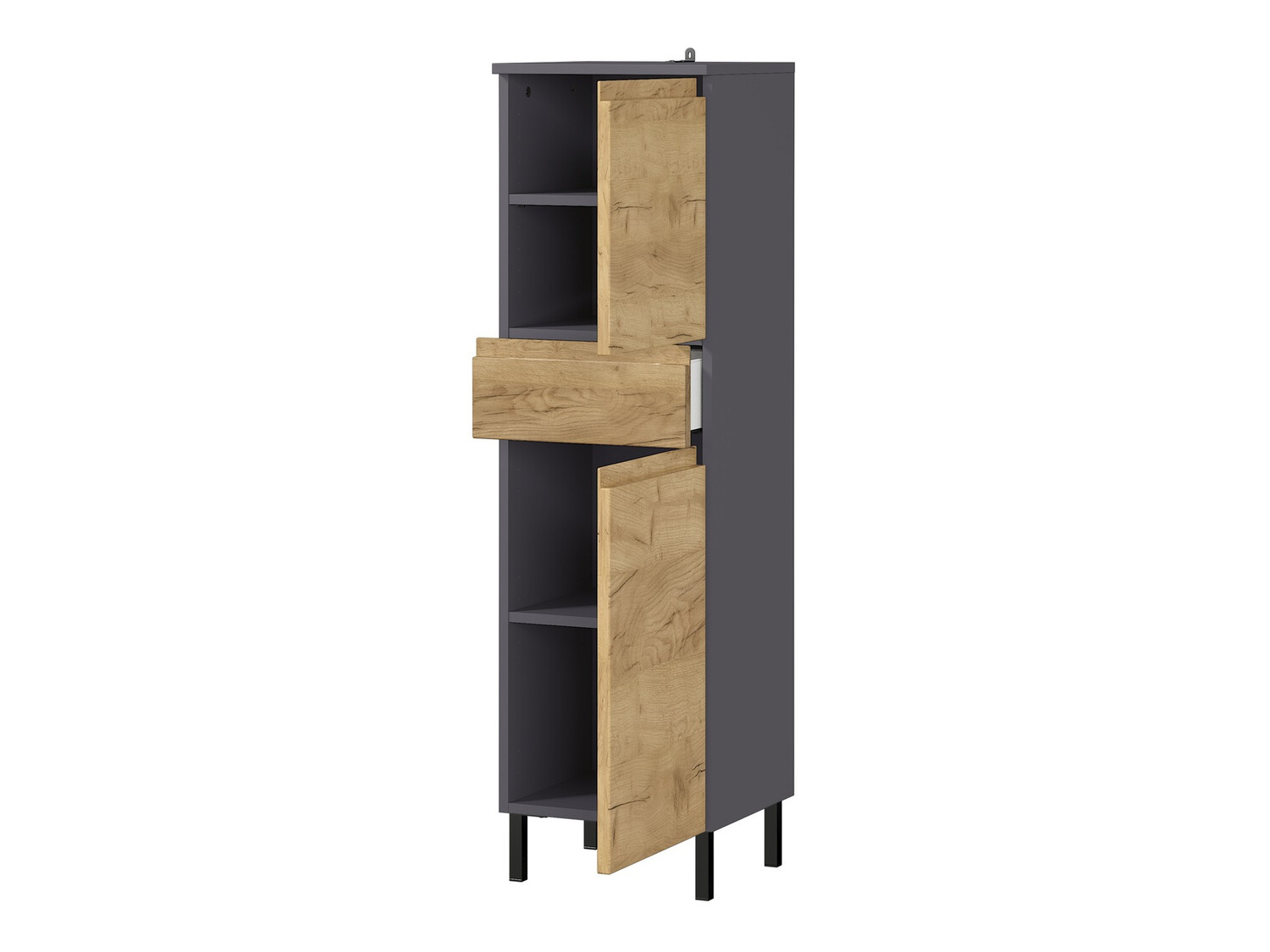 Samostojeći kupaonski ormarić Talmira 101 (Grafit + Grande hrast)