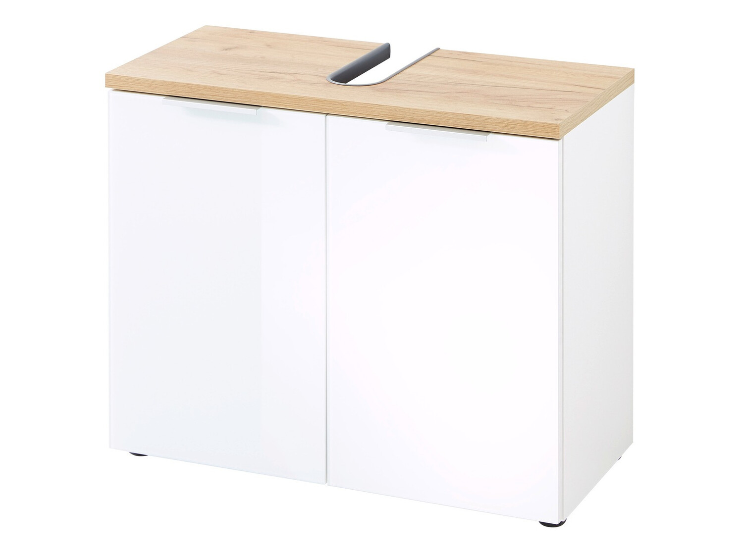 Samostojeći kupaonski ormarić za umivaonik Levciro 102 (Sjajno bijela + Navarra hrast)