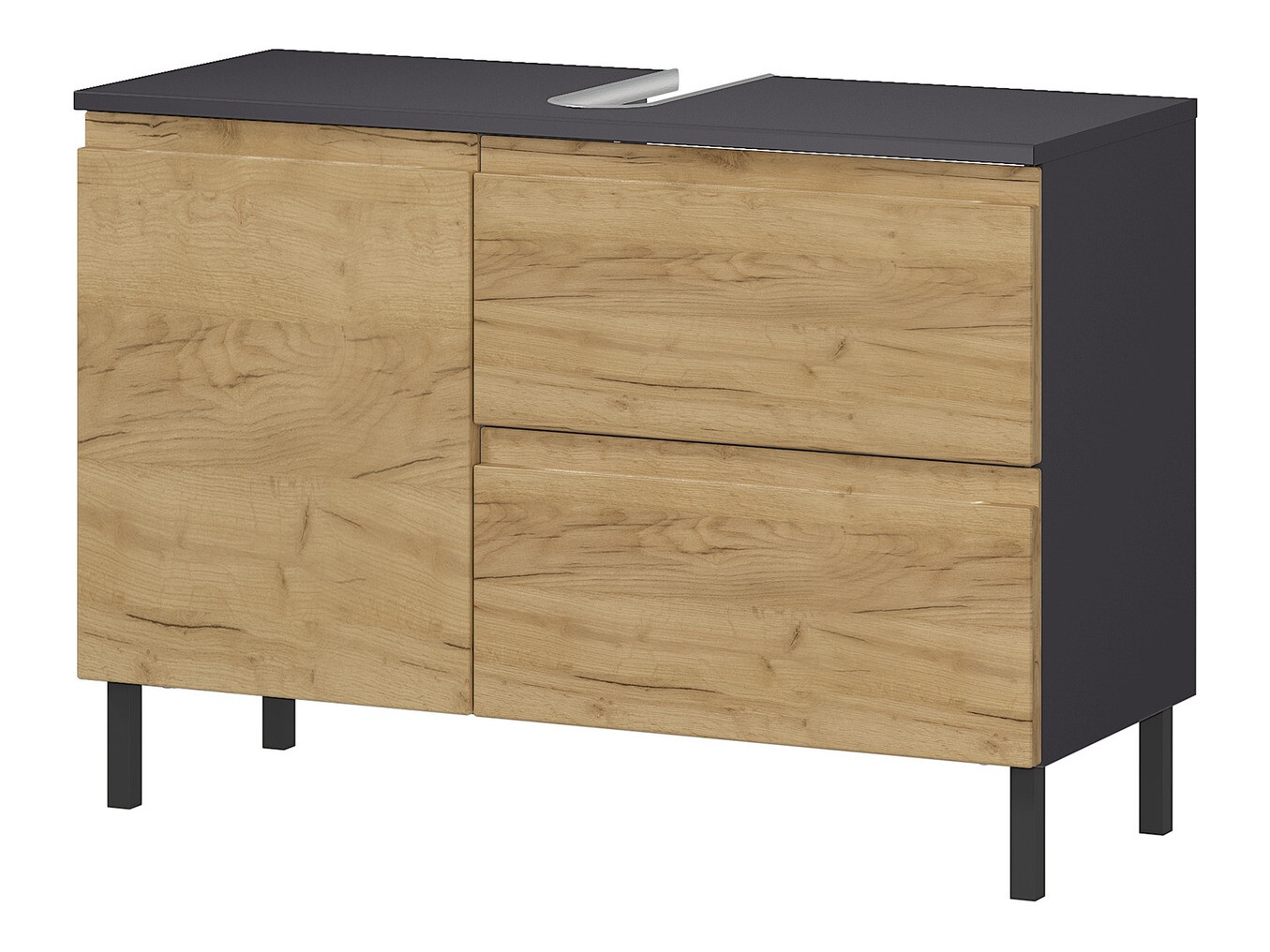 Samostojeći kupaonski ormarić za umivaonik Talmira 102 (Grafit + Grandson hrast)