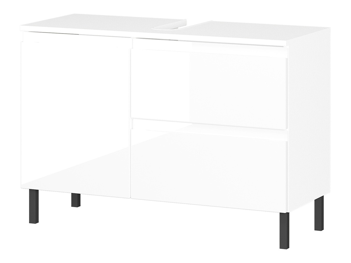 Samostojeći kupaonski ormarić za umivaonik Talmira 102 (Sjajno bijela + Bijela)